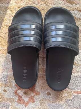 adidas Adilette Platform Slides Black Women's Size 8